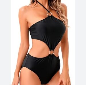 Beside The Bay black ring  One Piece Swimsuit